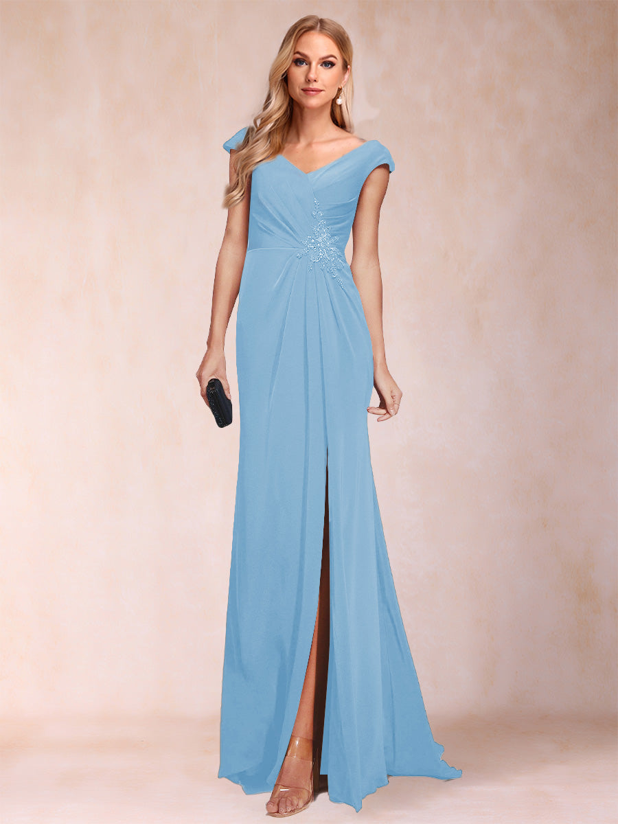 Paula Rose Sky Blue side view mother of the bride dress