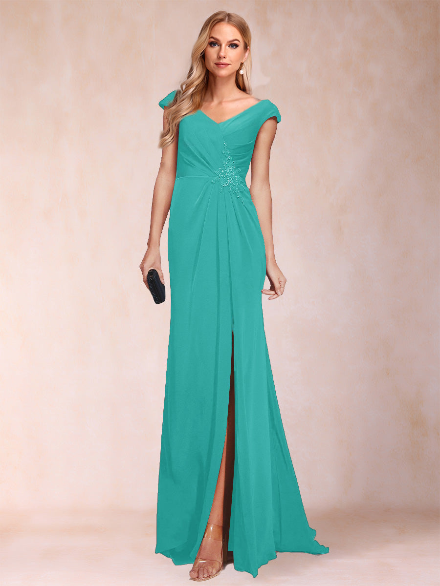 Paula Rose Turquoise front view mother of the bride dress