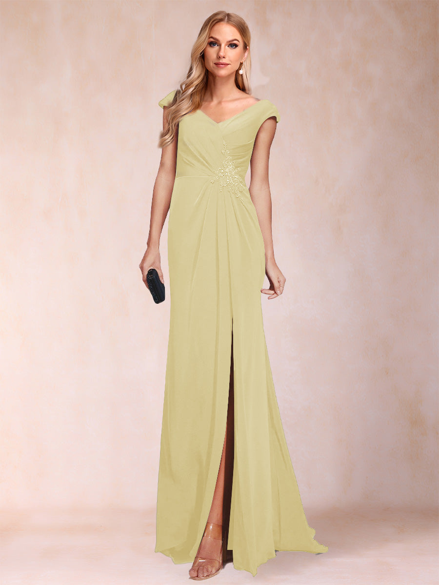 Paula Rose Yellow front view mother of the bride dress