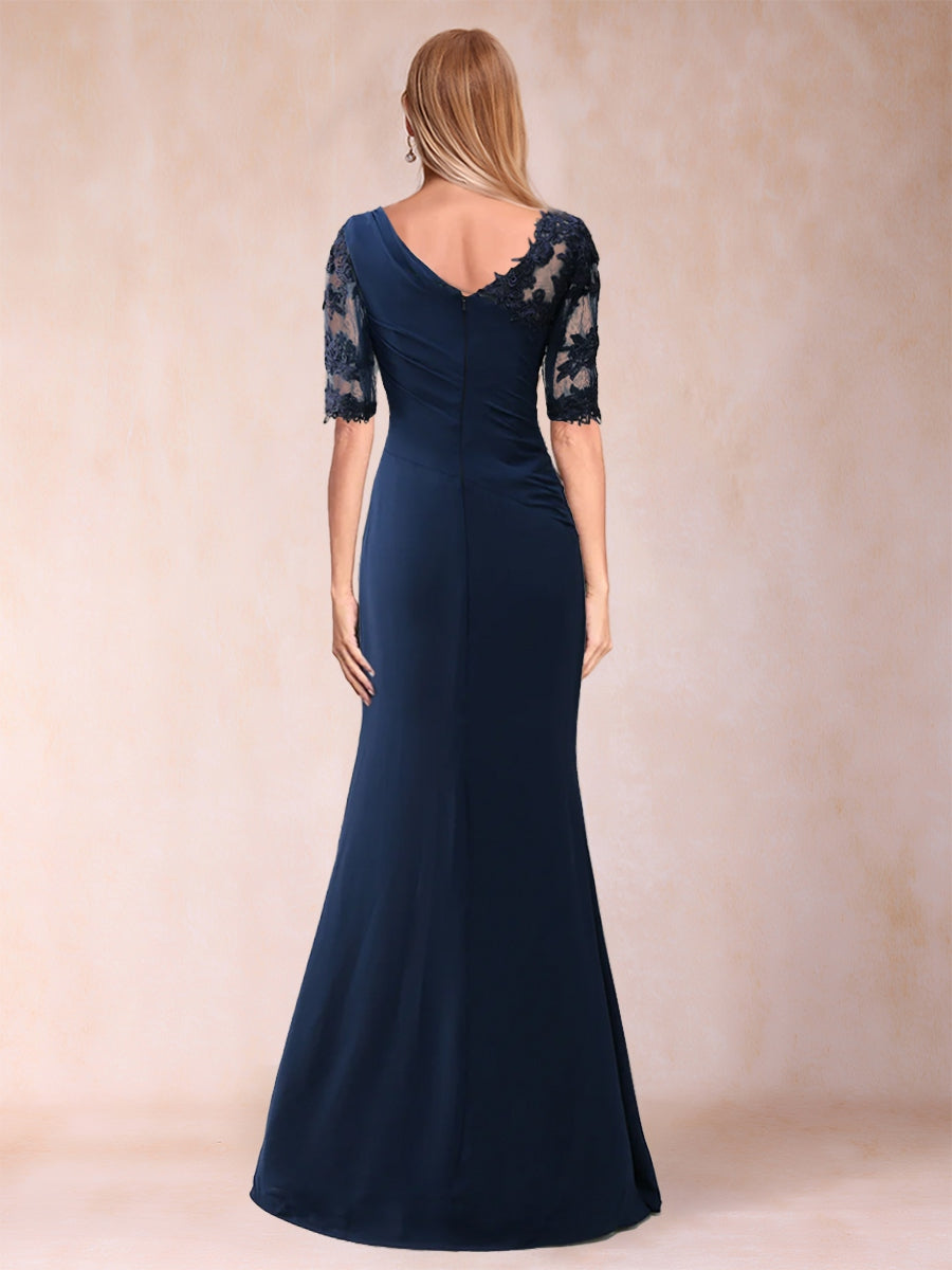 Bella Mae Navy Blue back view mother of the bride dress