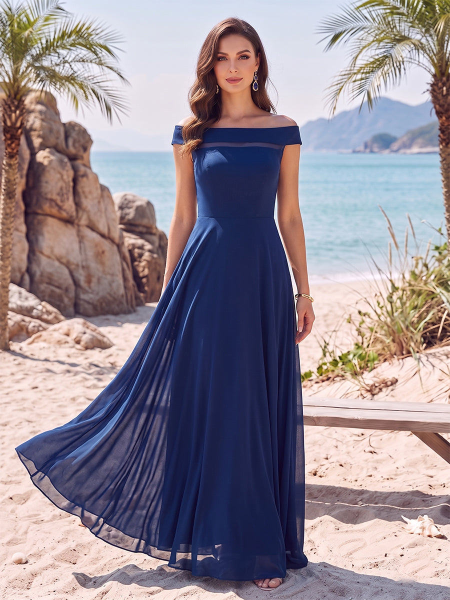 Diana Elise Royal Blue front view mother of the bride dress