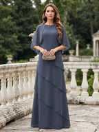 Dora June Dusty Blue front view mother of the bride dress