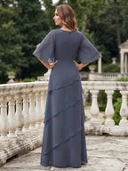 Dora June Dusty Blue back view mother of the bride dress