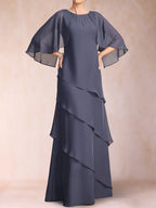 Dora June Dusty Blue fabric detail mother of the bride dress