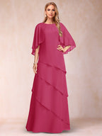 Dora June Fuchsia front view mother of the bride dress