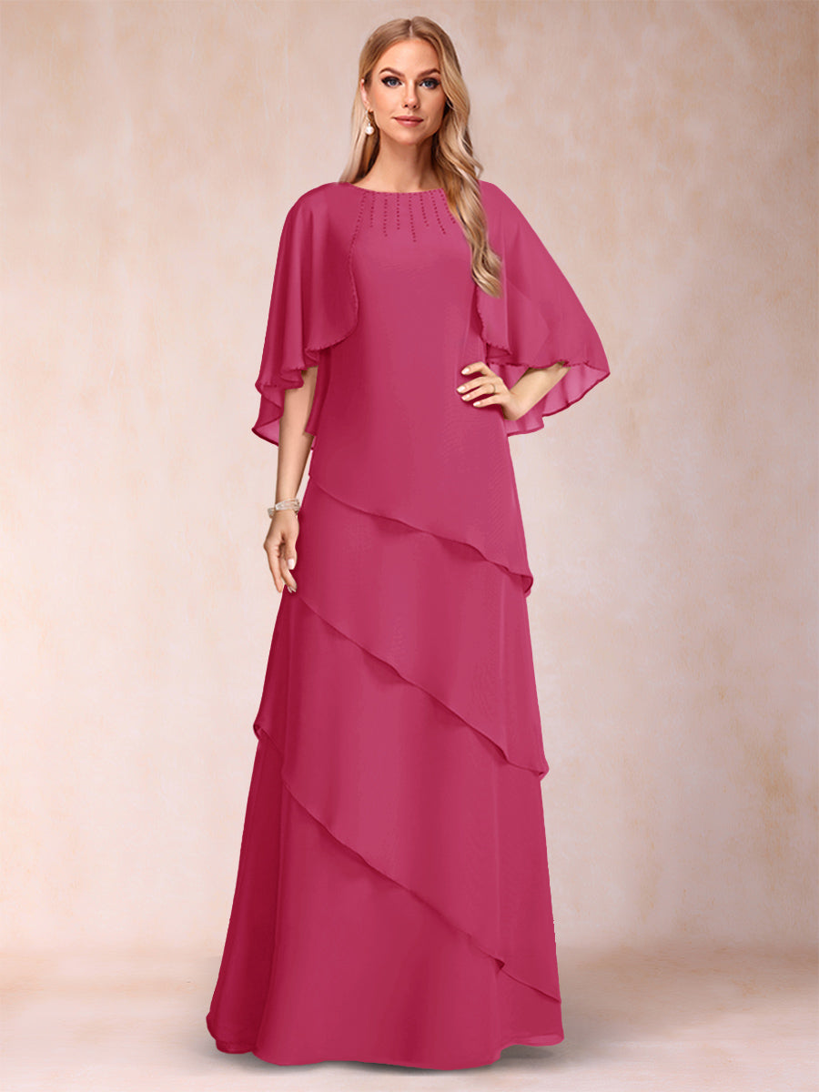 Dora June Fuchsia front view mother of the bride dress