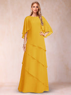 Dora June Gold front view mother of the bride dress