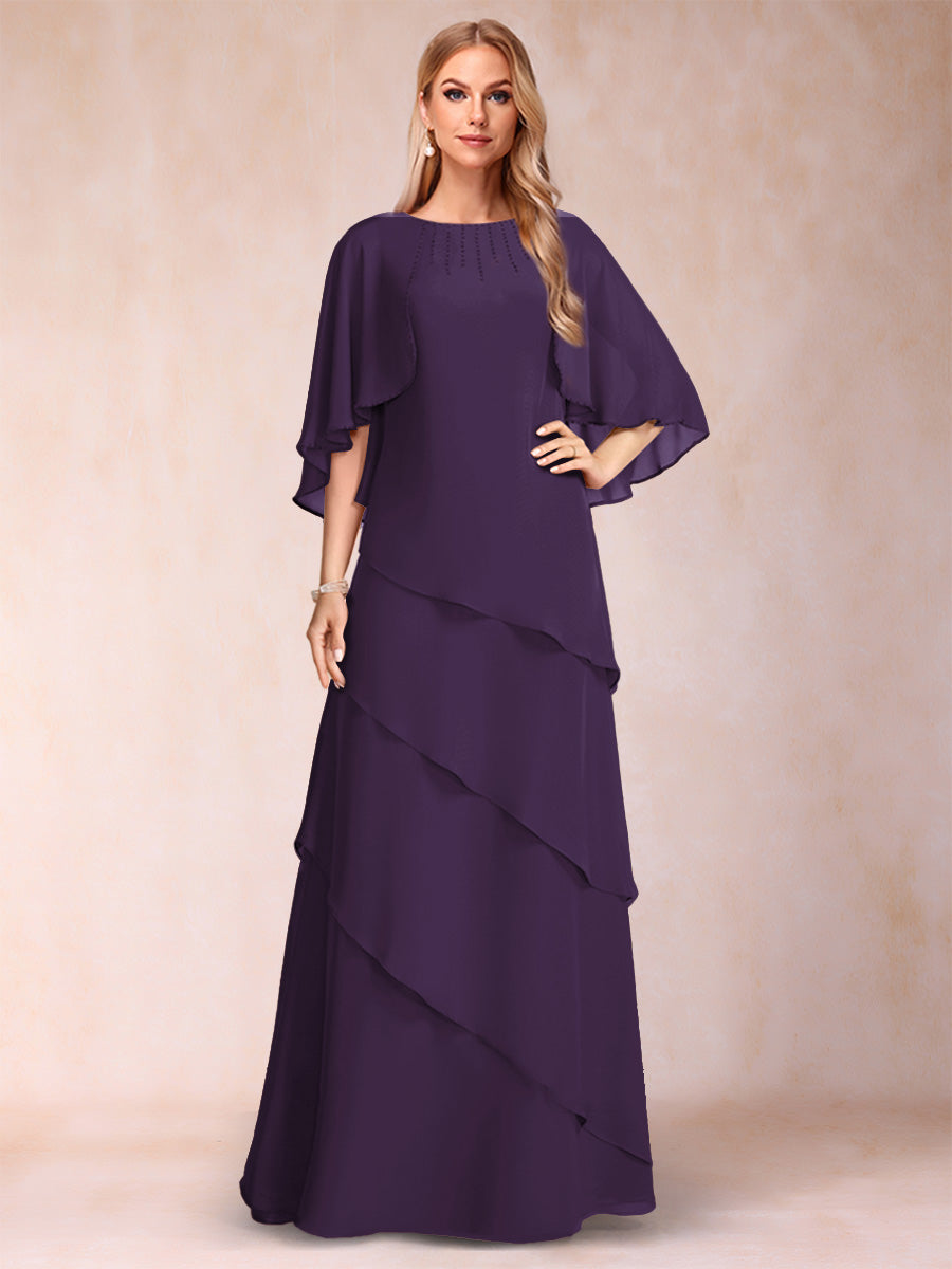 Dora June Grape front view mother of the bride dress