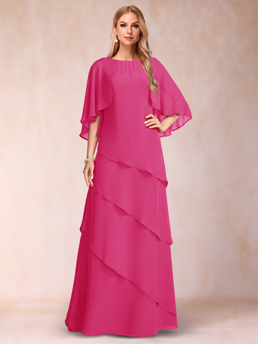 Dora June Hot Pink front view mother of the bride dress