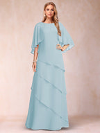 Dora June Sky Blue front view mother of the bride dress