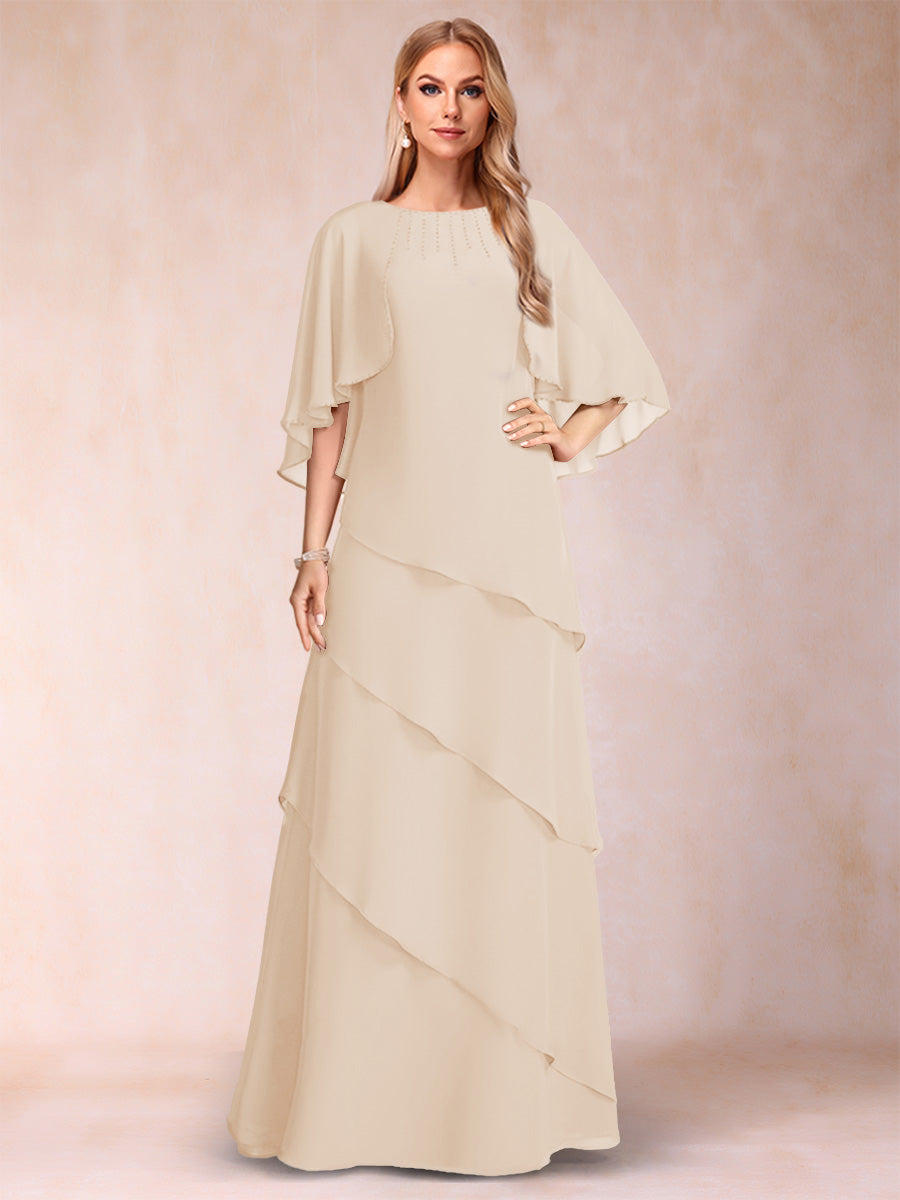 Dora June Champagne back view mother of the bride dress