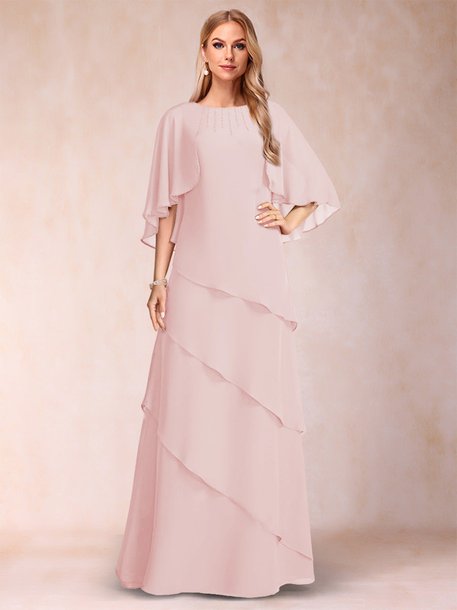 Dora June Pearl Pink front view mother of the bride dress