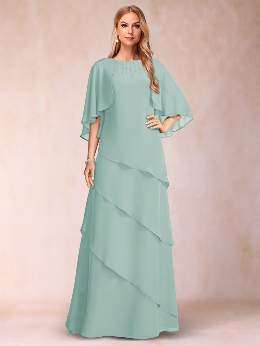 Dora June Pool Blue front view mother of the bride dress