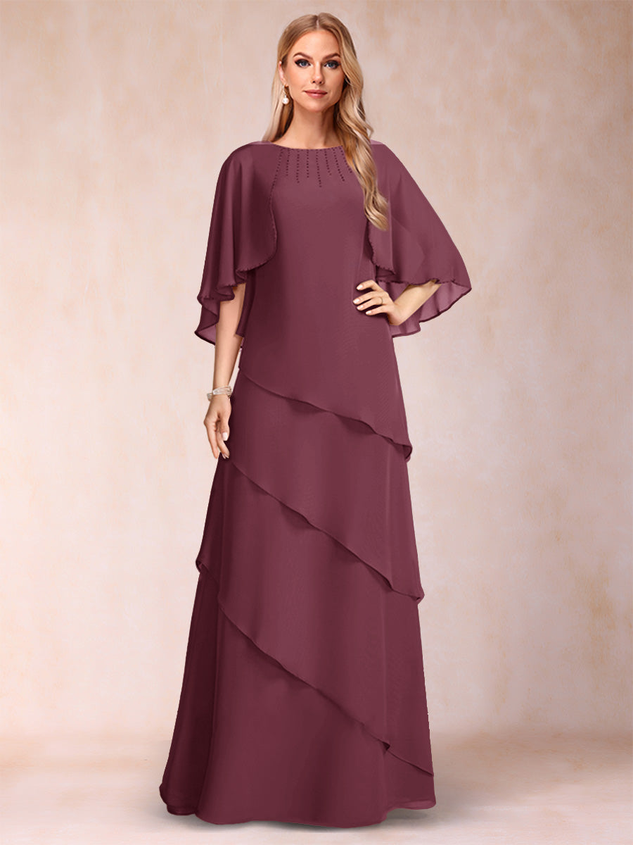 Dora June Plum front view mother of the bride dress