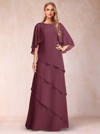 Dora June Plum front view mother of the bride dress