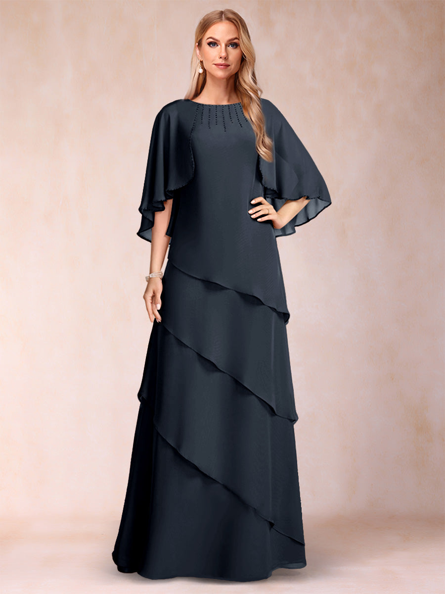 Dora June Navy Blue front view mother of the bride dress