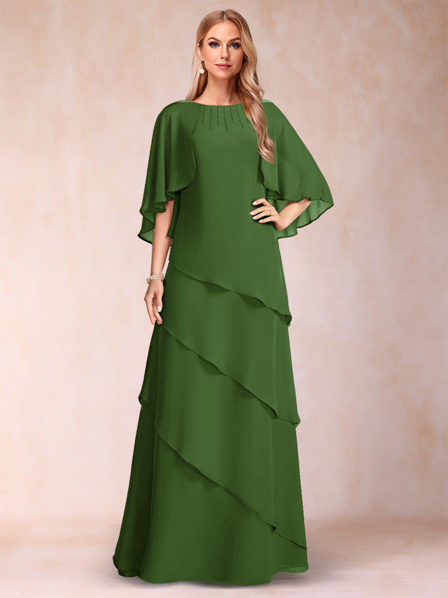 Dora June Olive Green front view mother of the bride dress