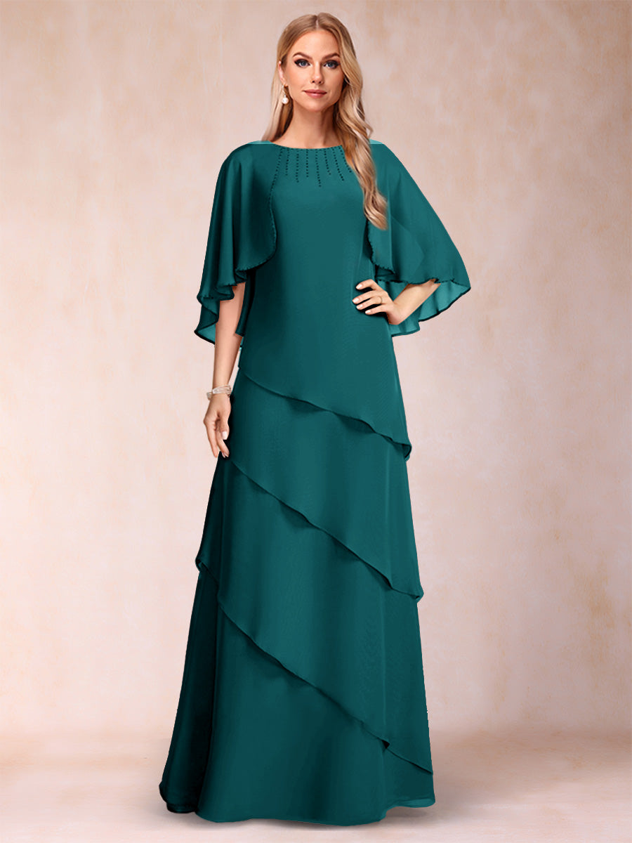 Dora June Peacock front view mother of the bride dress