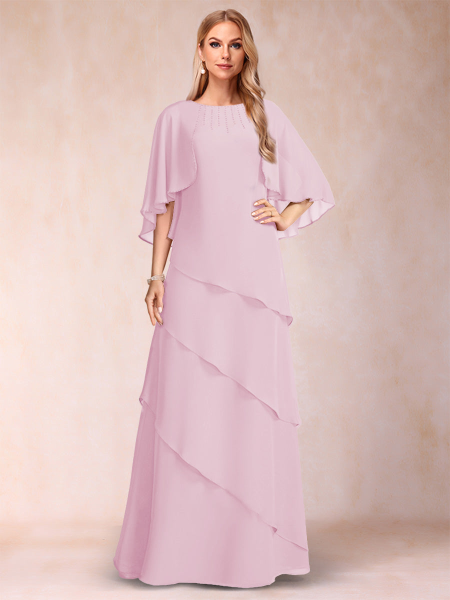 Dora June Rose Pink front view mother of the bride dress