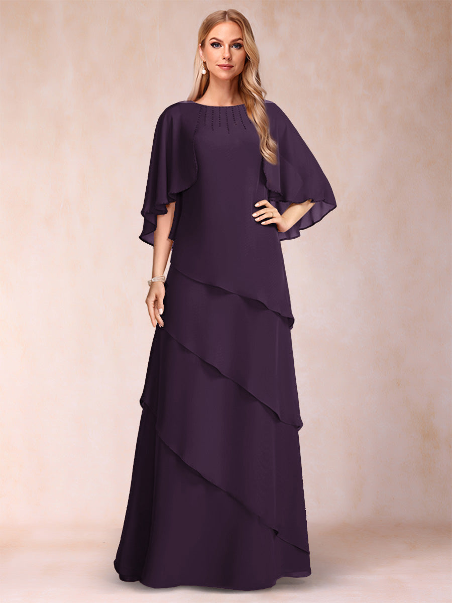 Dora June Plum back view mother of the bride dress