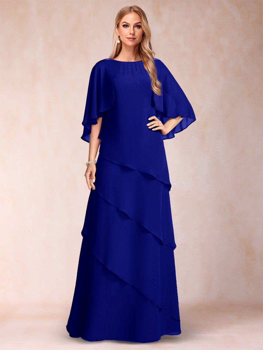 Dora June Royal Blue side view mother of the bride dress
