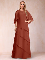 Dora June Rust front view mother of the bride dress