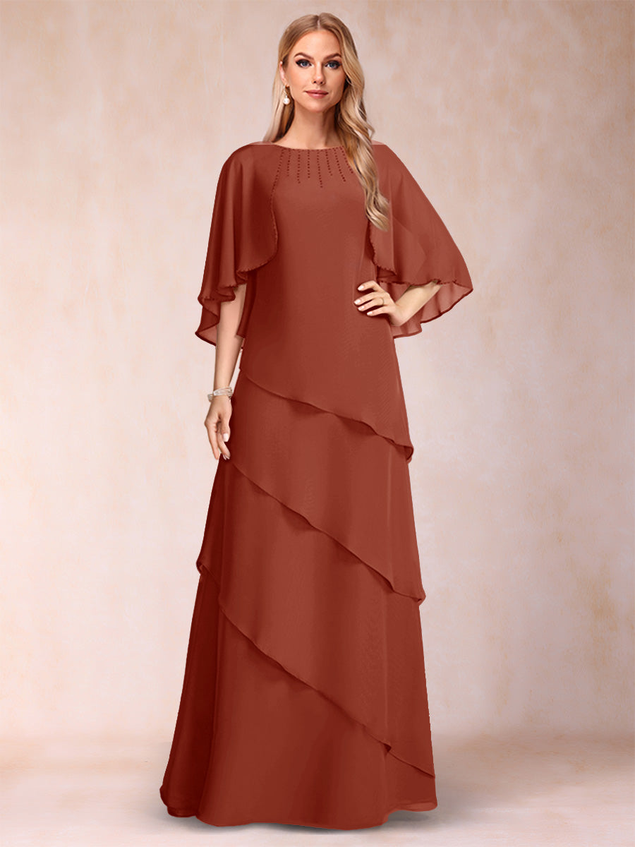 Dora June Rust front view mother of the bride dress