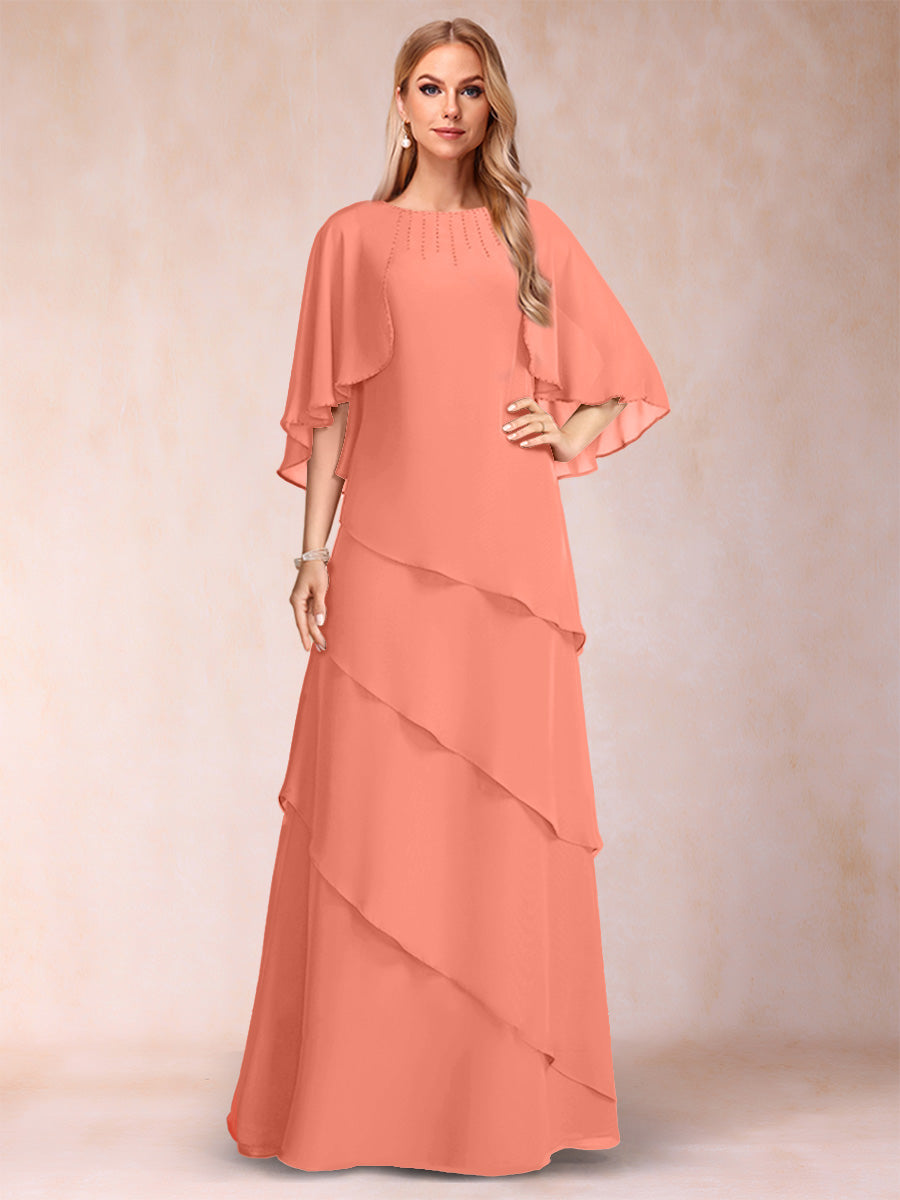 Dora June Coral back view mother of the bride dress
