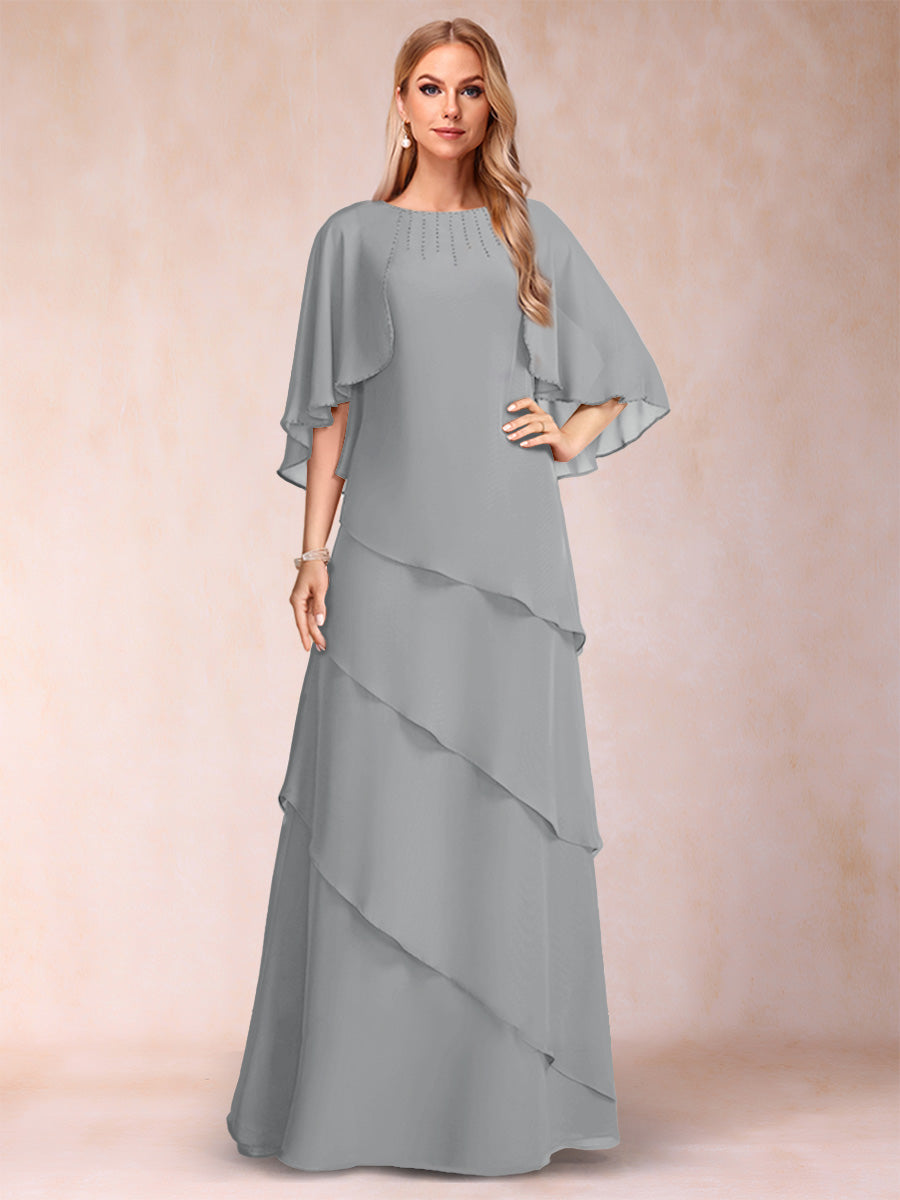 Dora June Silver front view mother of the bride dress