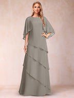 Dora June Taupe front view mother of the bride dress