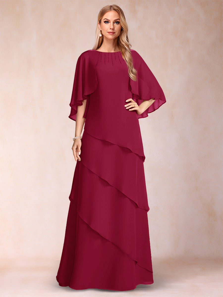 Dora June Burgundy side view mother of the bride dress