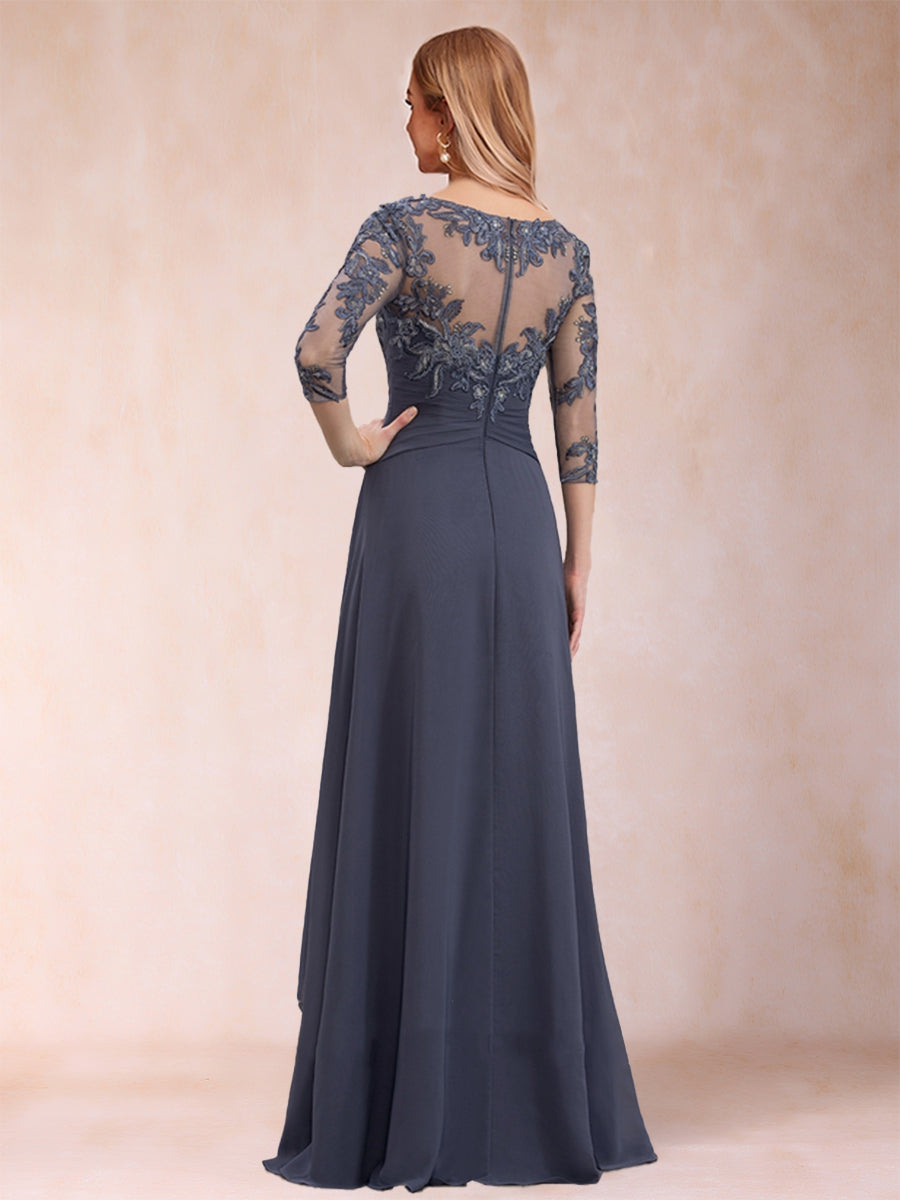 Estelle Vale Dusty Blue back view mother of the bride dress