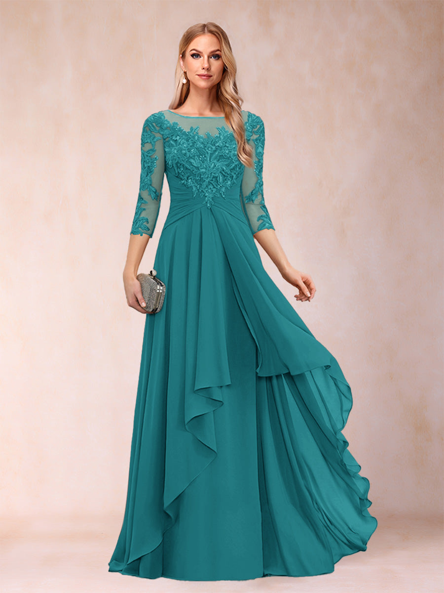 Eglantine pool blue front view mother of the bride dress