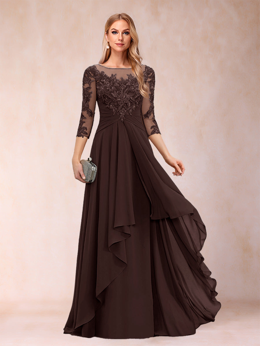 Estelle Vale Brown front view mother of the bride dress