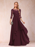Estelle Vale Burgundy front view mother of the bride dress