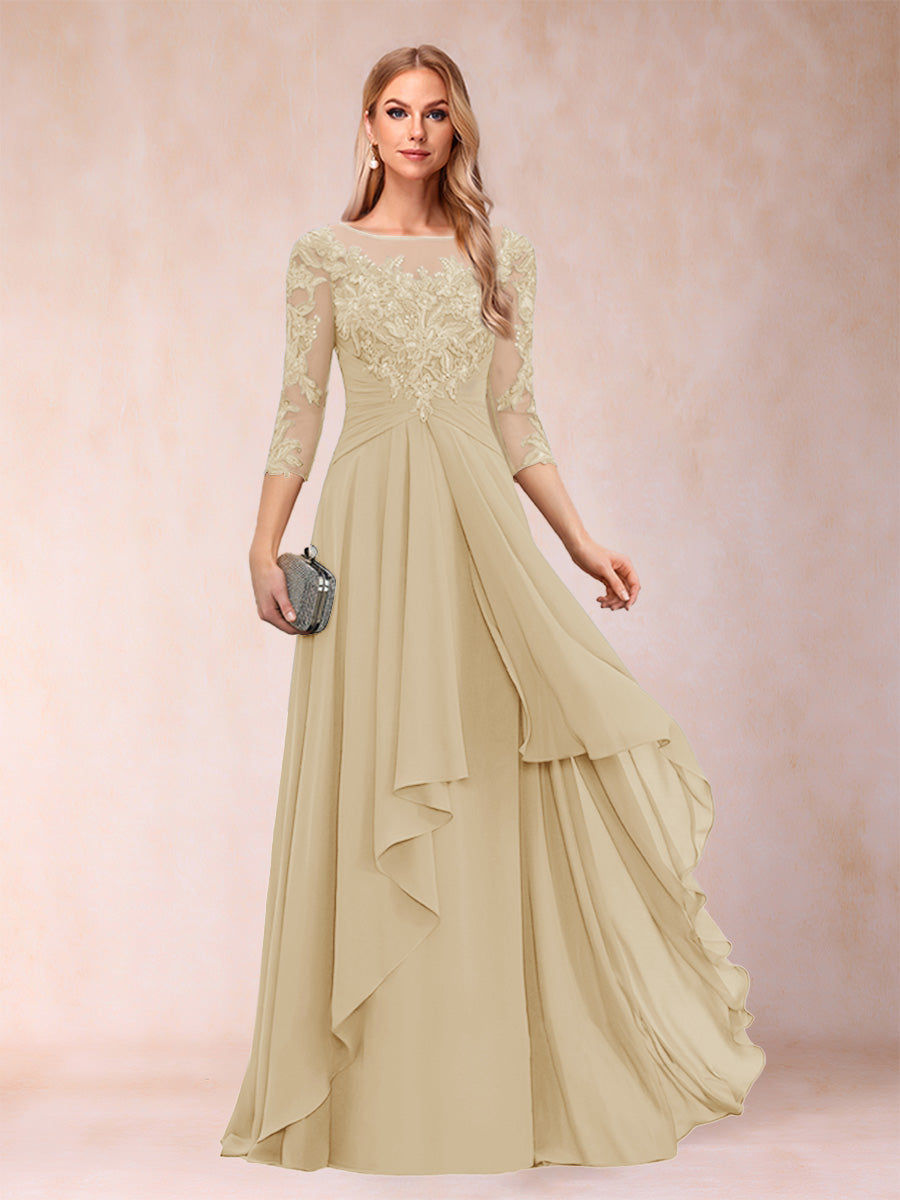 Estelle Vale Champagne front view mother of the bride dress