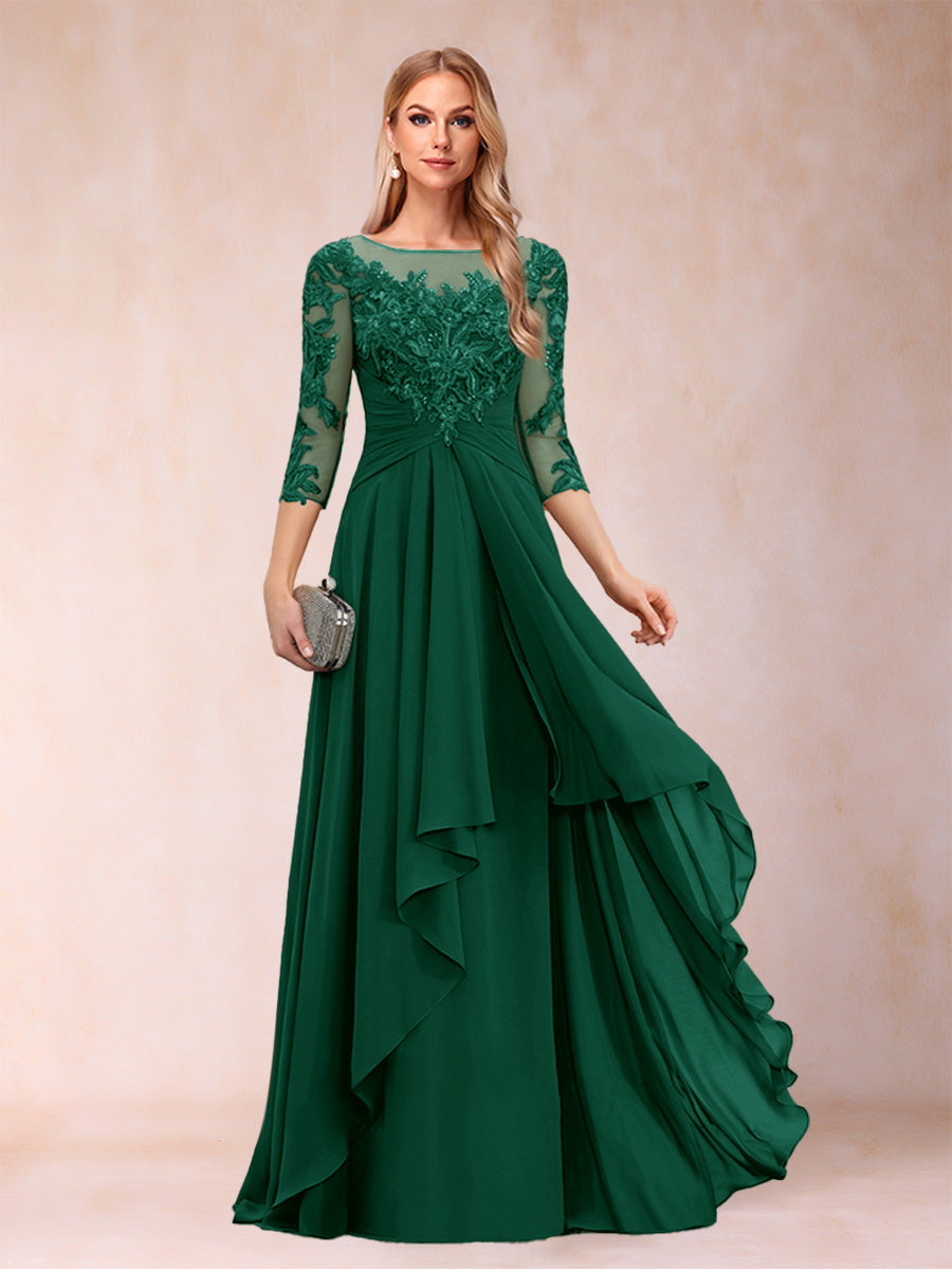 Estelle Vale Hunter Green front view mother of the bride dress