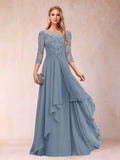 Eglantine dusty blue alternate front view 2 mother of the bride dress