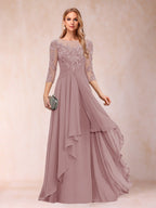 Eglantine dusty rose front view mother of the bride dress