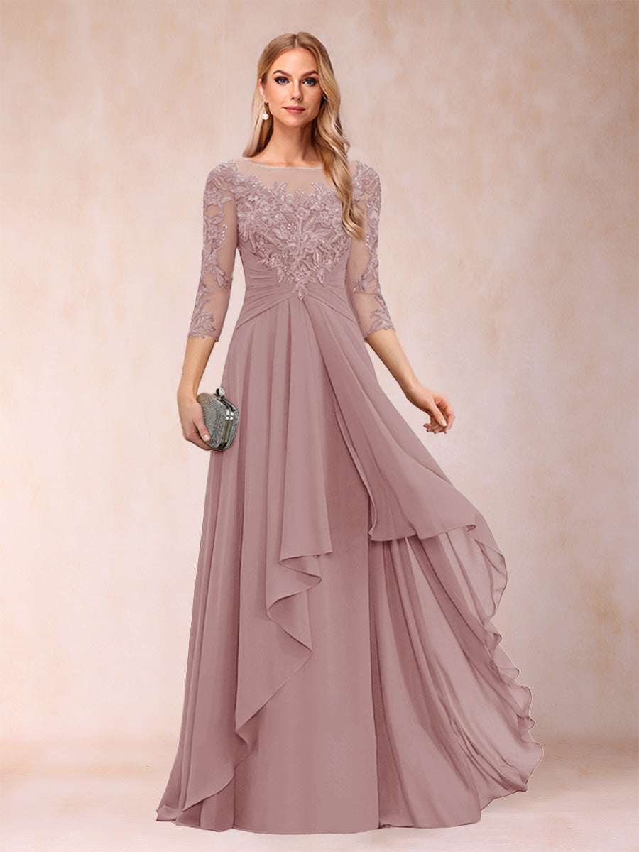 Eglantine dusty rose front view mother of the bride dress