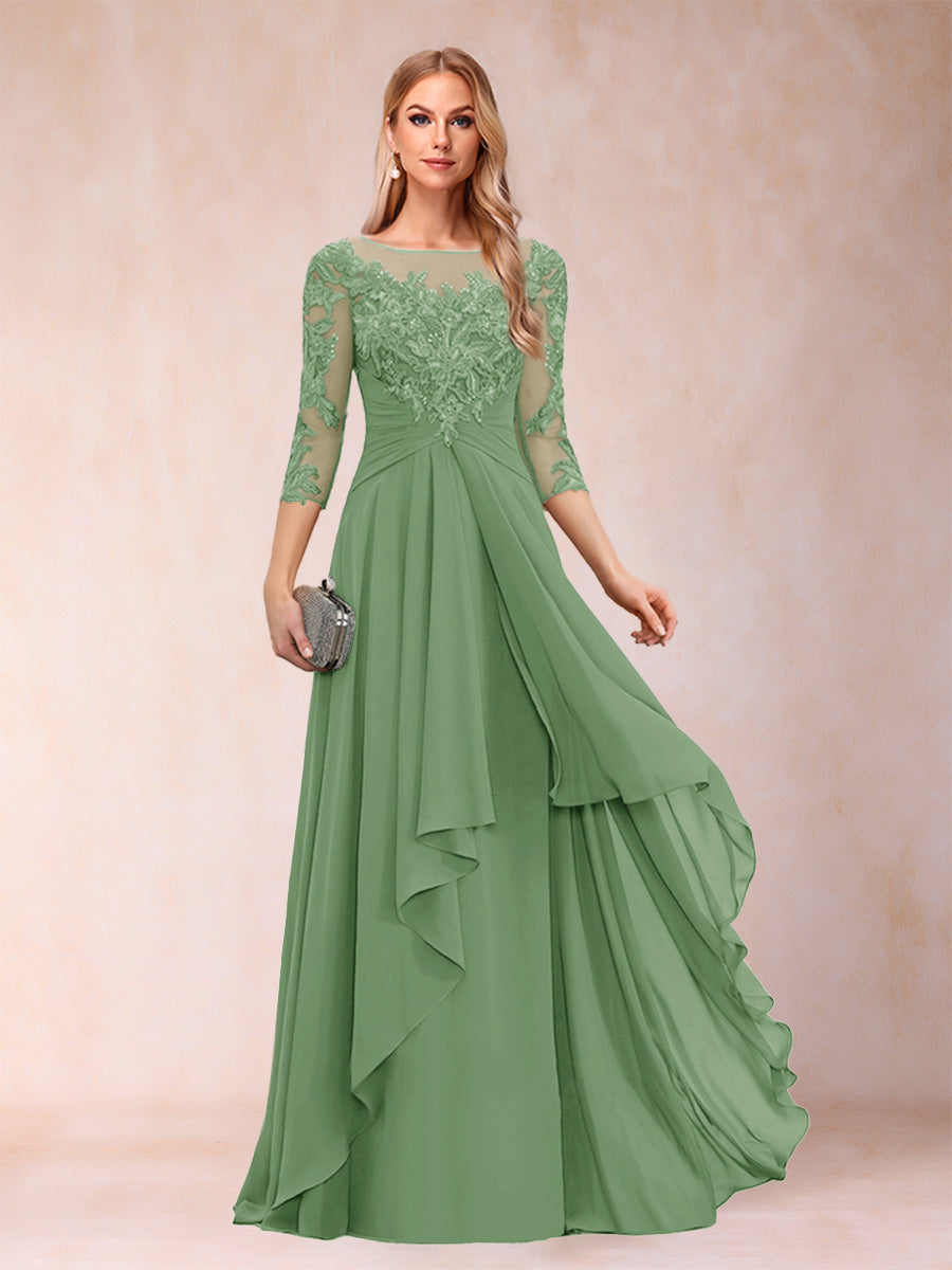 Estelle Vale Sage Green front view mother of the bride dress