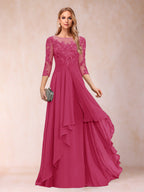 Estelle Vale Fuchsia front view mother of the bride dress