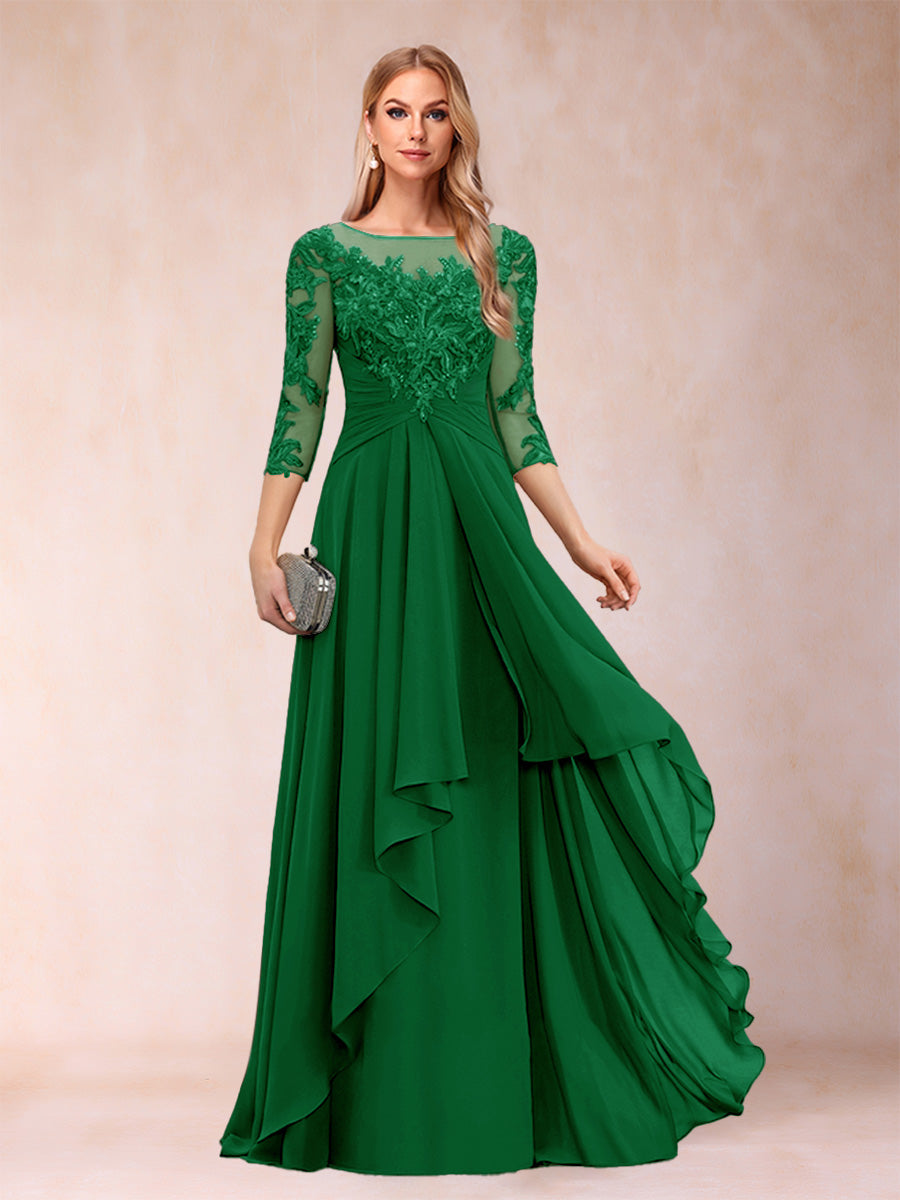 Estelle Vale Forest Green front view mother of the bride dress