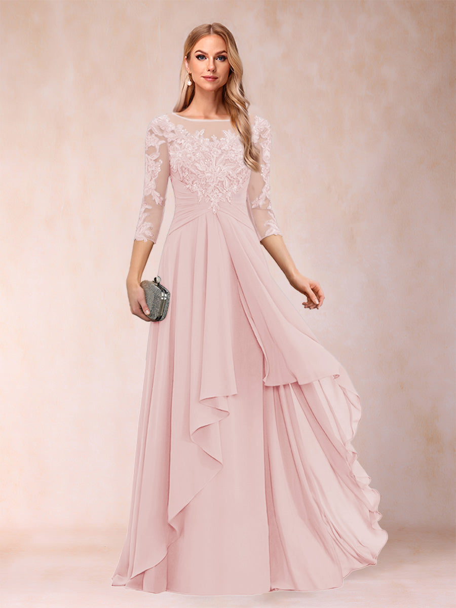 Estelle Vale Pearl Pink front view mother of the bride dress