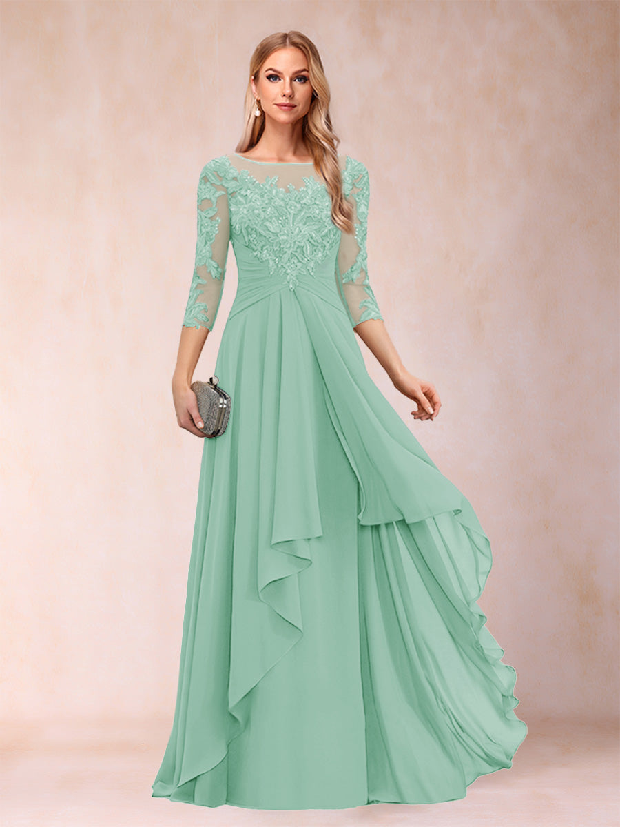 Eglantine mint green front view mother of the bride dress