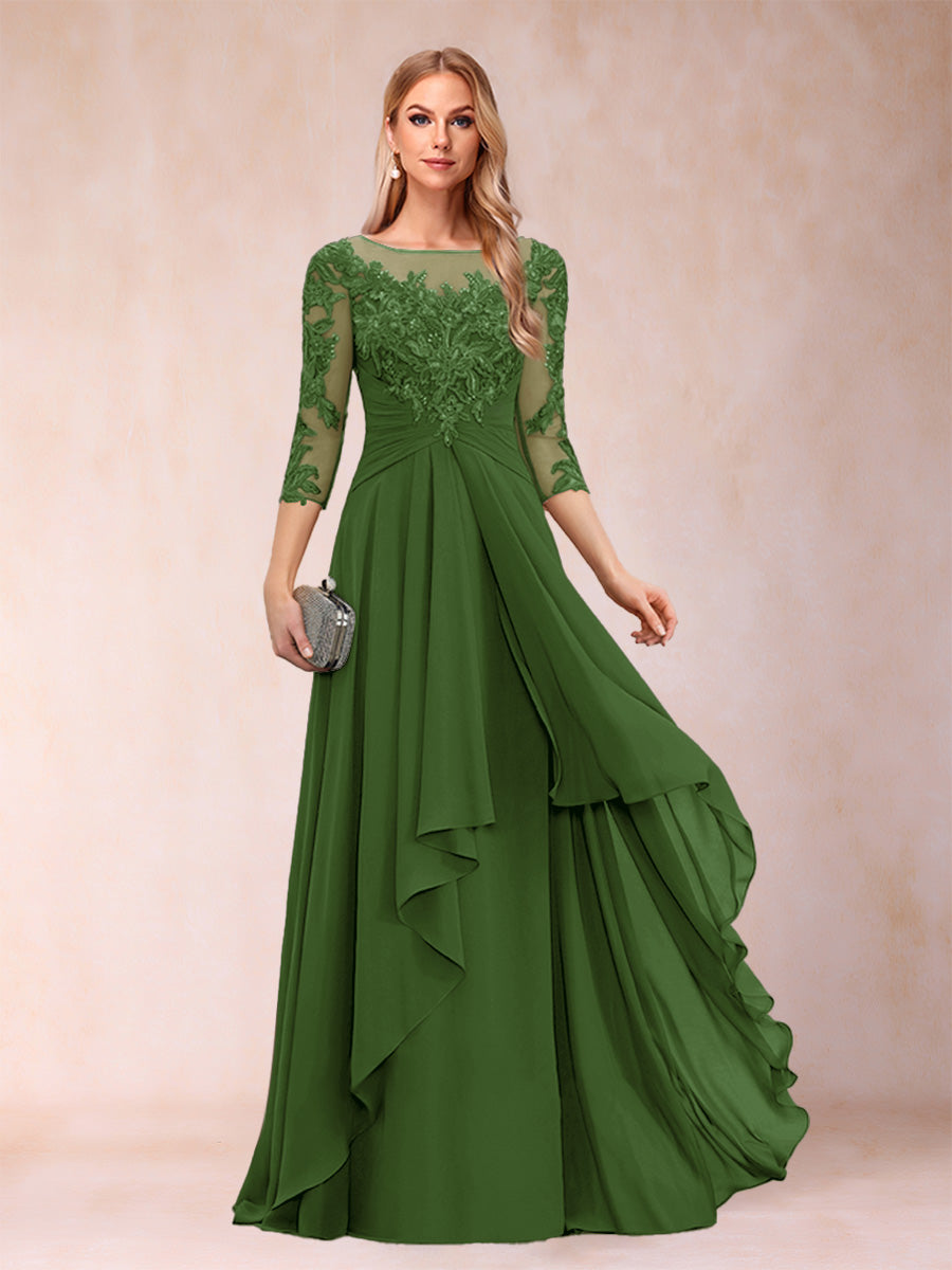 Estelle Vale Olive Green front view mother of the bride dress