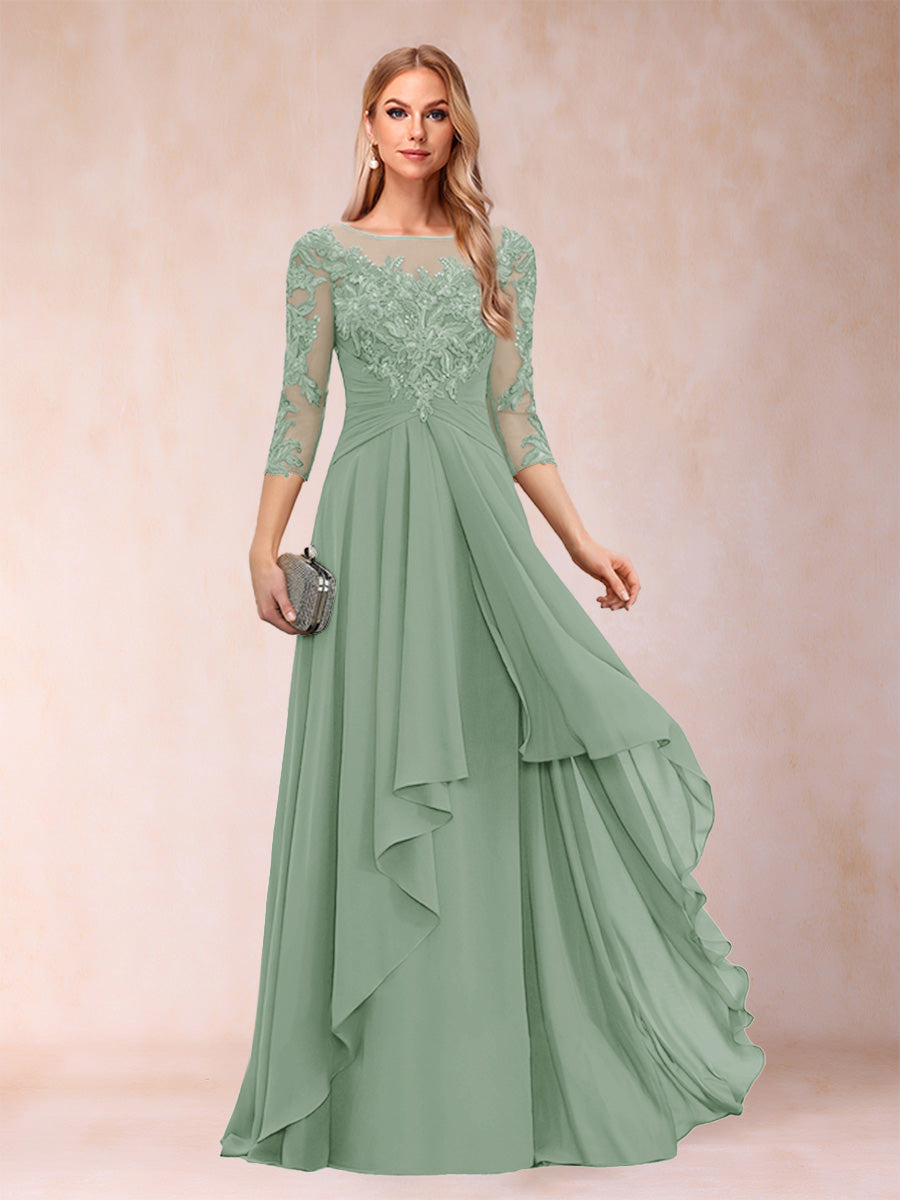 Estelle Vale Sage Green back view mother of the bride dress