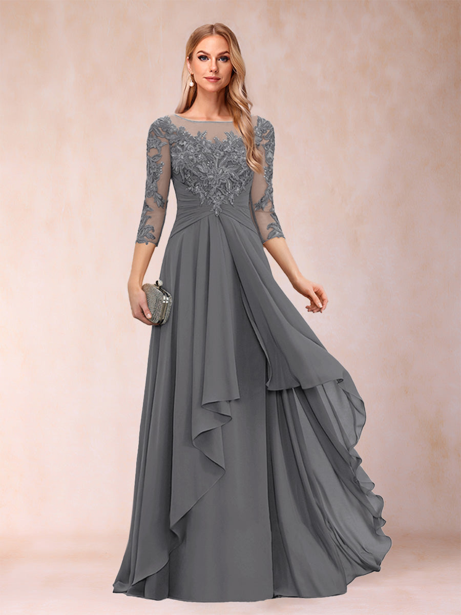 Estelle Vale Steel Grey front view mother of the bride dress