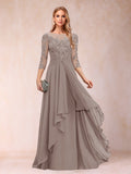 Estelle Vale Taupe front view mother of the bride dress