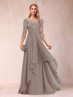 Estelle Vale Taupe front view mother of the bride dress